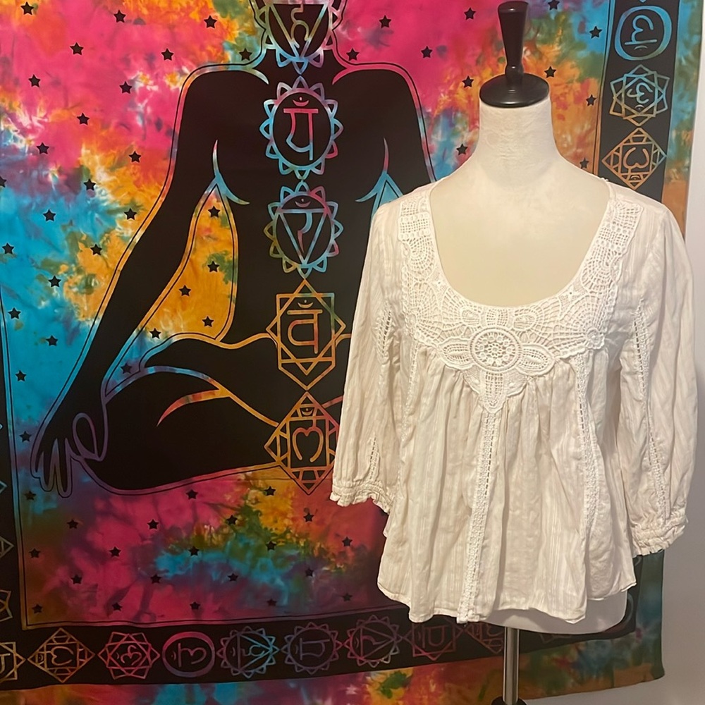 Boho cream blouse size L